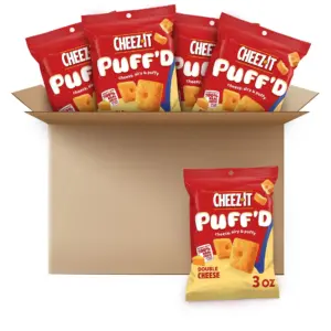Cheez-It Puff'd Double Cheese Cheesy Baked Snacks | Puffed Snack Crackers | 6 Count