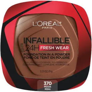 L'Oreal Paris Infallible Fresh Wear Foundation Inch a Powder | Mocha | 370 | 0.31 Ounce | 370 Mocha | Single