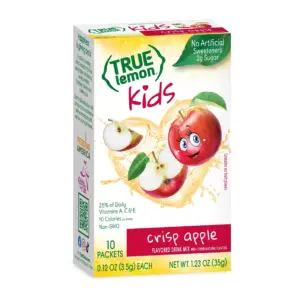 True Lemon Kids Crisp Apple Drink Mix | Low Sugar | No Artificial Sweeteners | 10 Count | Single