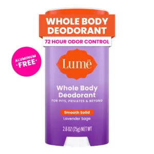 Lume Whole Body Womens Deodorant | Smooth Solid Stick | Aluminum Free | Lavender Sage | 2.6oz