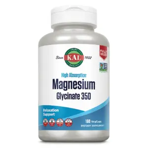 KAL Magnesium Glycinate High Absorption | Healthy Relaxation | Muscle Function and Bone Support | New and Improved | 160 VegCaps | 160 ct
