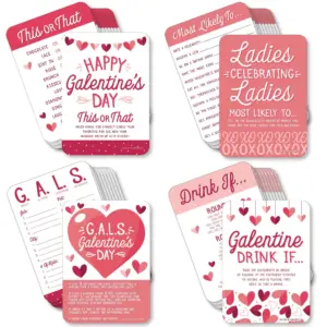 Big Dot of Happiness Happy Galentine's Day | 4 Valentine's Day Party Games | 10 Cards Each | Gamerific Bundle