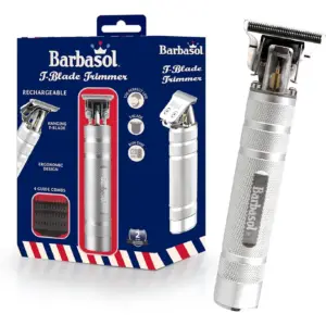 Barbasol Zero-Gapped T-Blade Trimmer for Men | Beard Trimmer w/ 3 Guide Combs | Silver