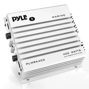 Pyle Hydra Marine Amplifier | Upgraded Elite Series 400 Watt 4 Channel Audio Amplifier | Waterproof | Dual MOSFET Power Supply | GAIN Level Controls | RCA Stereo Input and LED Indicator | PLMRA402