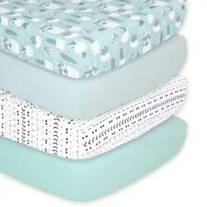 The Peanutshell Fitted Crib Sheets for Boys or Girls | 4 Pack Set | Cactus