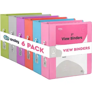 Enday 2 Inch Binder 3 Ring Binders with Pockets for Home | Office | School Supplies Organization | Multicolor 6 Pc