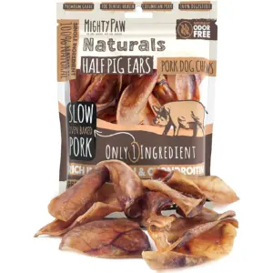 Mighty Paw Half Pig Ears for Dogs (12pk) All Natural Dried Single Ingredient Dog Treats | 12 Pack