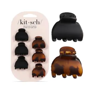 Kitsch Recycled Plastic Classic Claw Clips | Black | 6 ct (6 Pack)