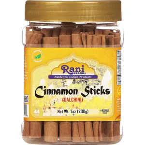 Rani Cinnamon Sticks 7oz (200g) PET Jar | 36-44 Sticks | Strong Aroma | Perfect for Baking | Cooking and Beverages | 3+ Inches Length | Cassia Saigon Cinnamon from Vietnam | Kosher