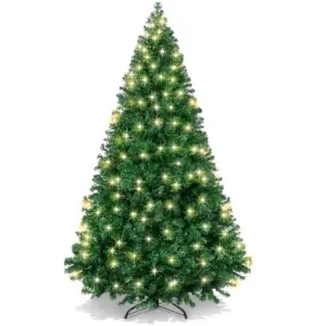 Best Choice Products 6ft Pre-Lit Premium Hinged Artificial Christmas Pine Tree w/ 1,000 Tips | 250 Lights | Metal Base | White