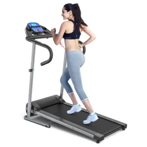Goplus 1100W Folding Treadmill Electric Support Motorized Power Running Fitness Machine | Black | 39''x14''(LXW)