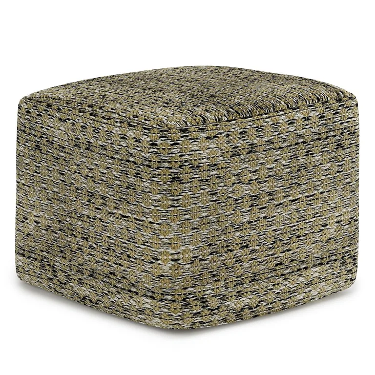 Simpli Home Janelle Boho Square Woven Pouf (Premium Edition)