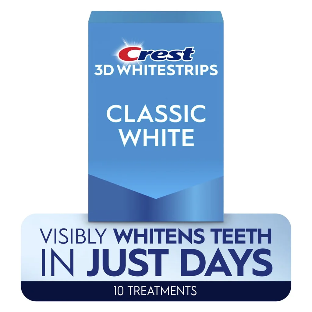 Crest 3DWhitestrips Classic White at-Home Teeth Whitening Kit | 10 Treatments | 20