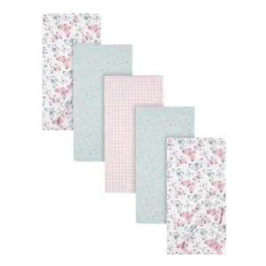 Gerber Baby Girls 100% Cotton Flannel Receiving Blankets | 5-Pack