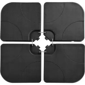 Yaheetech 4-Piece Fillable Patio Umbrella Base Stand Outdoor Cantilever Offset Umbrella Stand for Garden | Backyard & Poolside | Black