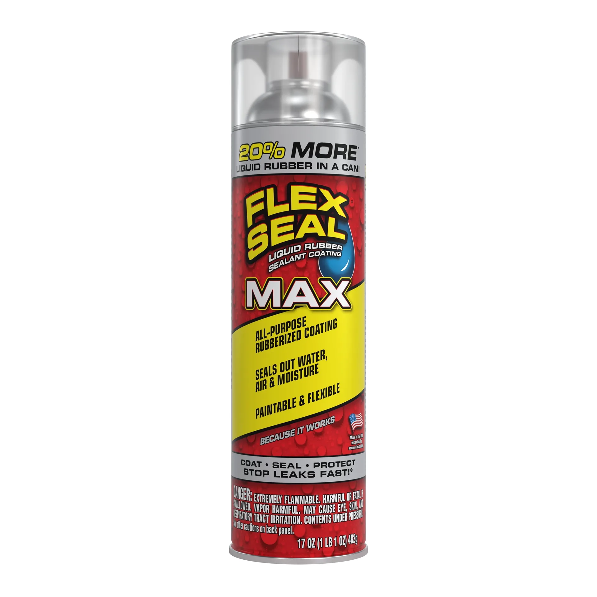 Flex Seal MAX Aerosol Liquid Rubber Sealant Coating | 17 Ounce | Clear | Single