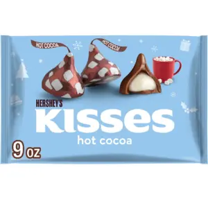 Hershey's Kisses Hot Cocoa Flavored Milk Chocolate Christmas Candy | Bag 9 Ounce | Single