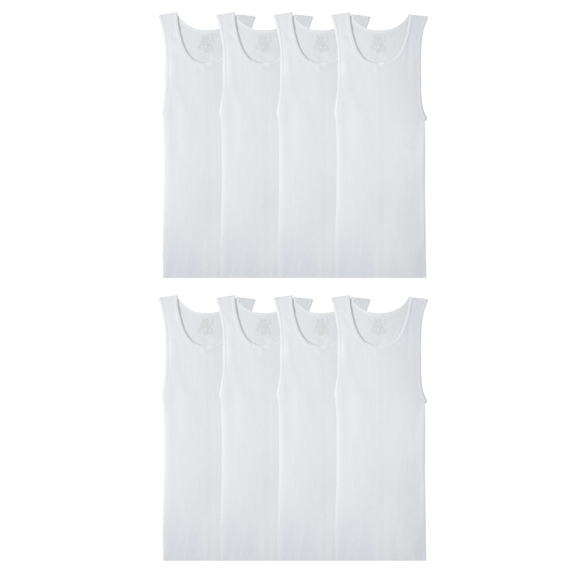 Fruit of the Loom Men's Active Cotton Blend A-Shirt Tank Undershirts | 8-Pack | M | White