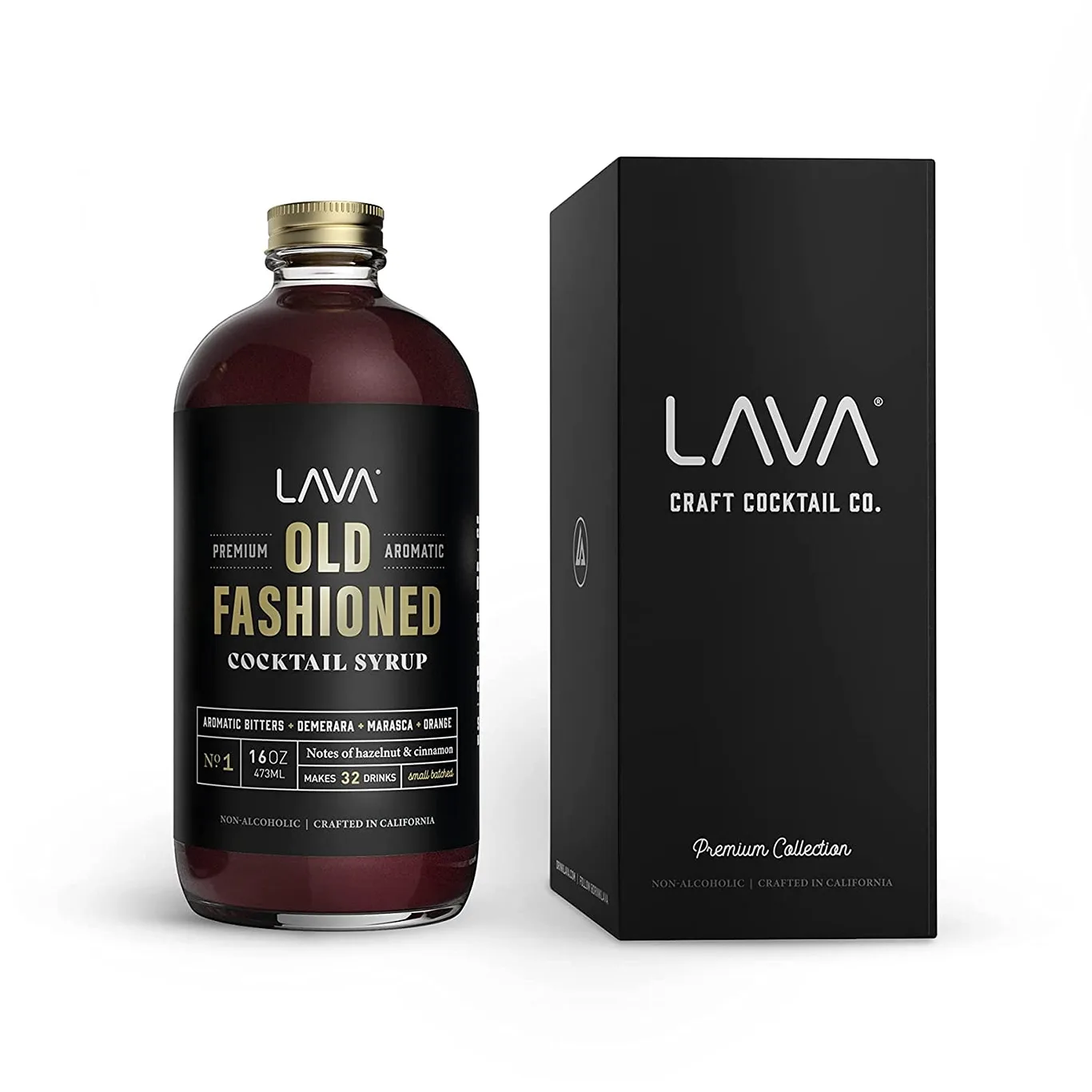 LAVA Premium Aromatic Old Fashioned Mix 16oz | Small Batched | Handcrafted | Aromatic Bitters | Demerara | Marasca Cherry | Orange Zest | Hazelnut & Cinnamon. Old Fashioned Drink Mix Makes 32 Cocktails | 1