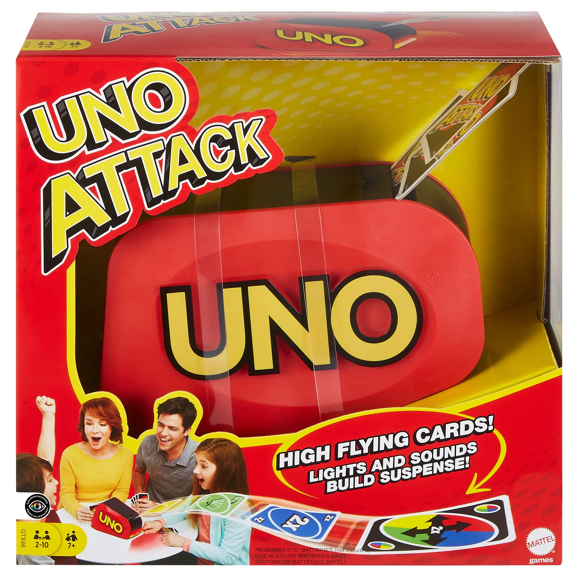 UNO Attack Card Game for Family Night with Card Launcher Featuring Lights and Sounds