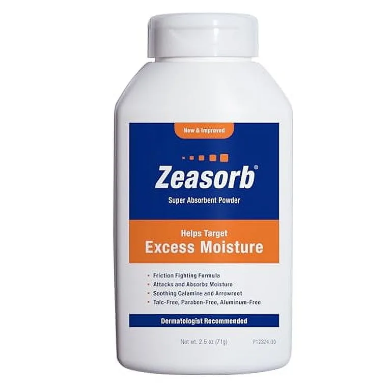 Zeasorb Polvo para Pies y Cuerpo Super Absorbente para Control de Exceso de Humedad | Recomendado por Dermatologos | Formula para Combatir la Friccion con Tecnologia Patentada de Control de Olores | Botella de 2.5 Ounce | 1