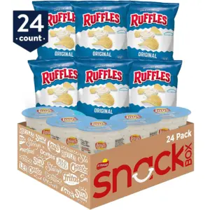 Ruffles Original and Lay's Creamy Ranch Dip Cups Variety Pack | Single Serve Portions | Chip Dip | (24 Pack)
