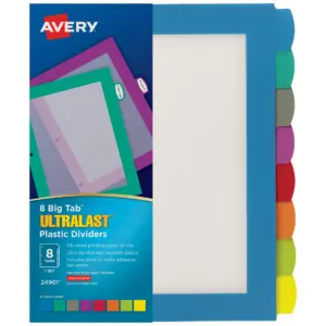 Avery Ultralast Big Tab Plastic Dividers | 8 Tabs (24901)