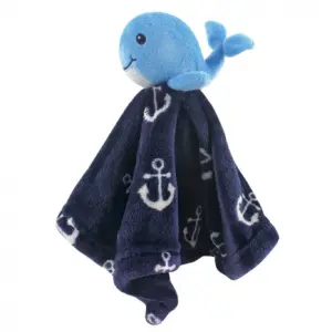 Hudson Baby Infant Boy Animal Face Security Blanket | Boy Whale | One Size