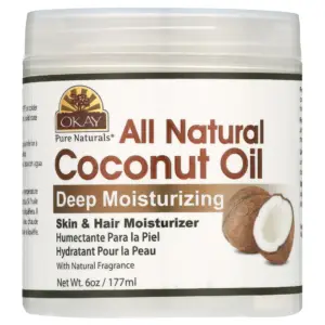 Okay Pure Naturals Pure Coconut Oil with Vitamin E Natural Skin Moisturizer & Anti Dandruff Formula | 6 Ounce