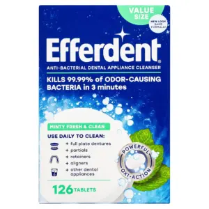 Efferdent Retainer and Denture Cleaner Tablets | Minty Fresh and Clean | 126 Count
