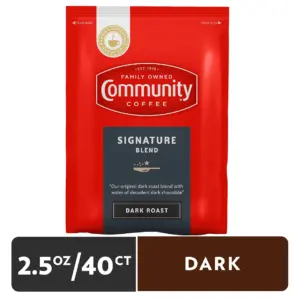 Community Coffee Pre Measured 2.5 Ounce Ground Signature Blend Dark Roast Fractional Packs | 40 Count | Varies | 40 ct | 1 | Signature Blend Dark Roast