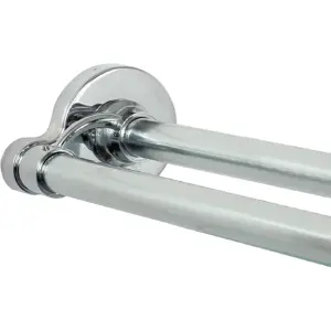 Rustproof Double Shower Curtain Rod | Double Shower Rod | No Drill Tension or Permanent Mount Shower Rod | Extra Space for Curtain & Liner | Adjustable 44 to 72 Inches | Chrome