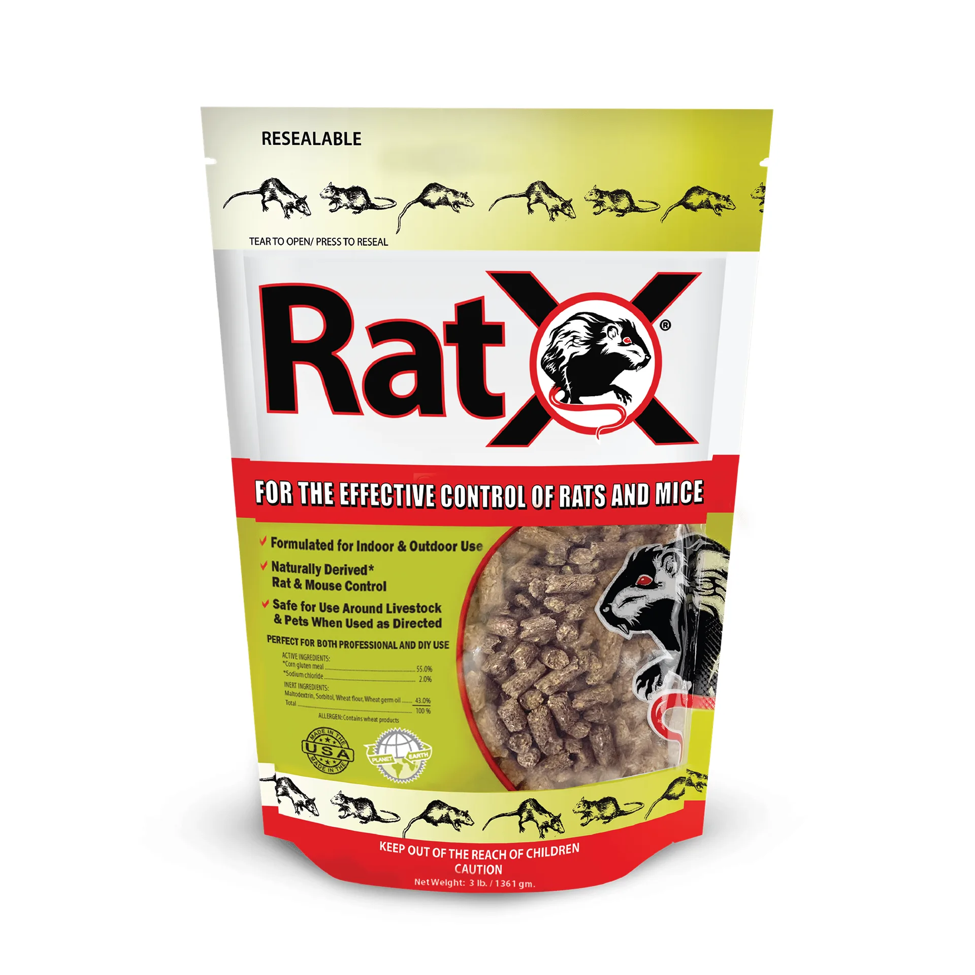 RatX | All-Natural Rat & Mouse Killer Pellets | 3 lb Bag