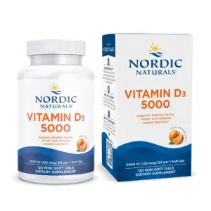 Nordic Naturals Vitamin D3 5000 IU Softgels | Supports Healthy Bones | 120 Ct | 5000 I.U. | 1