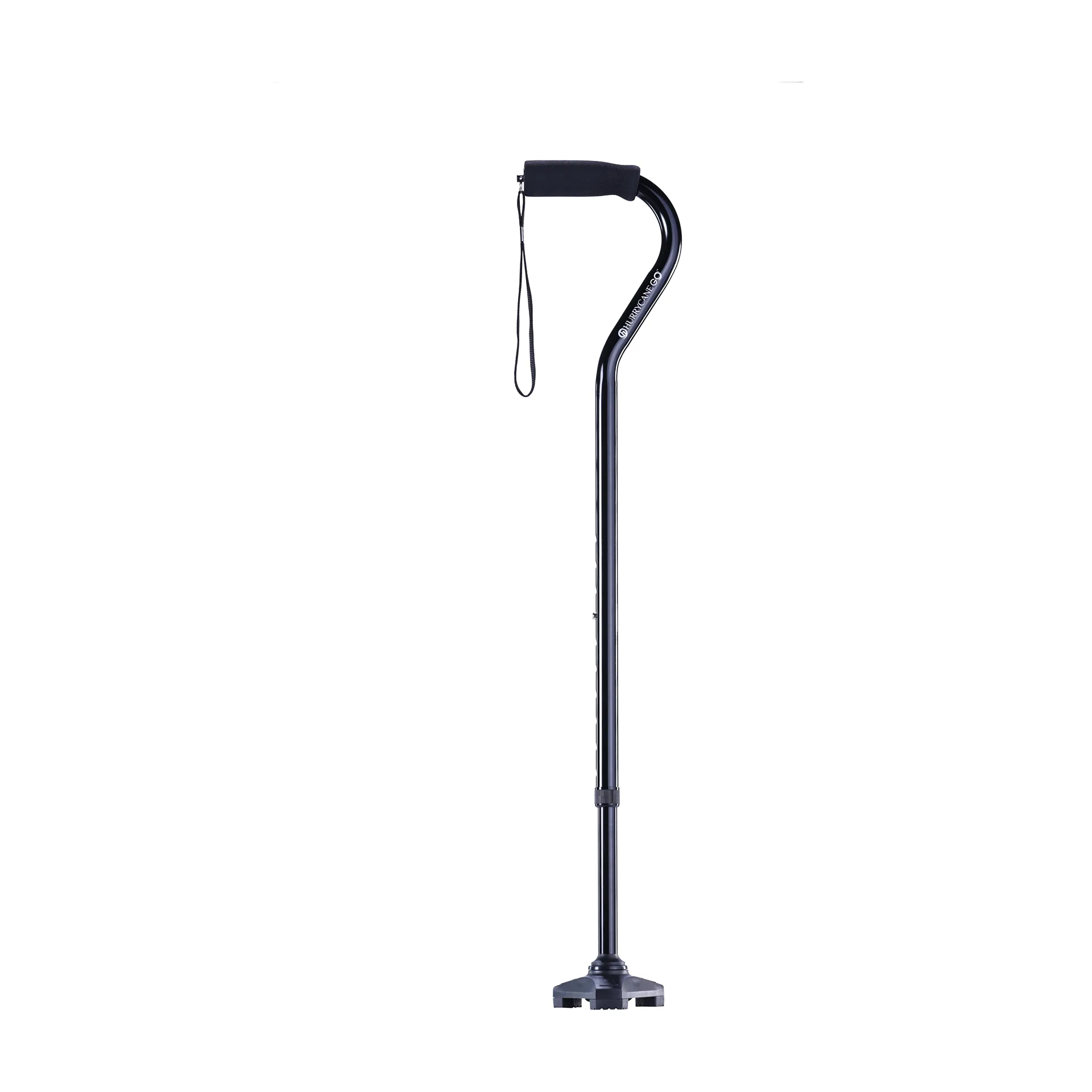 HurryCane Go Offset Handle Free-Standing Cane | Walking Stick with Comfort Grip | Black | 350lbs