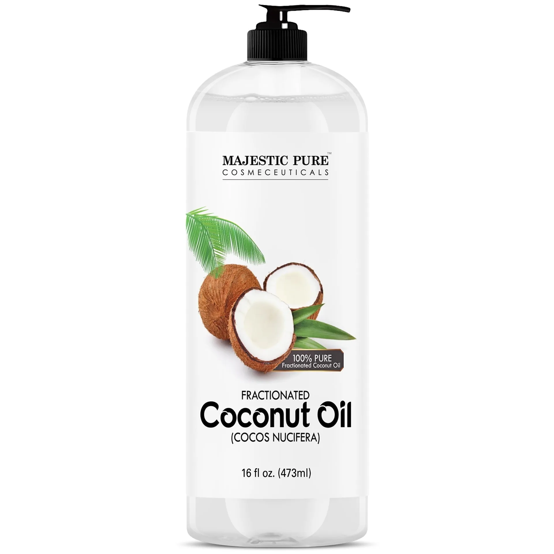Majestic Pure Fractionated Coconut Oil | Relaxing Massage Oil | Liquid Carrier Oil For Diluting Essential Oils | Skin | Lip | Body and Hair Oil Moisturizer and Softener | 16 fl Ounce