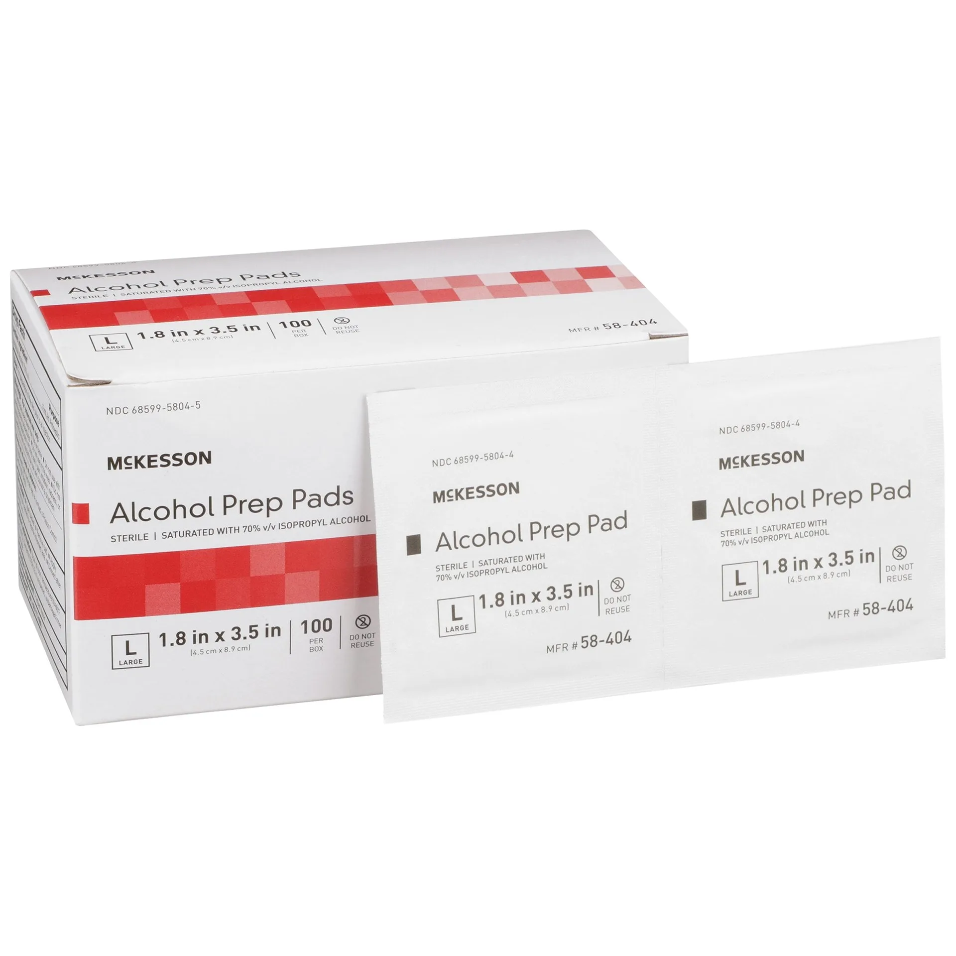 McKesson Alcohol Prep Pads | Sterile Disinfecting Skin Wipes | 1.2 Inch x 2.6 Inch | 200 Count | 1 Pack