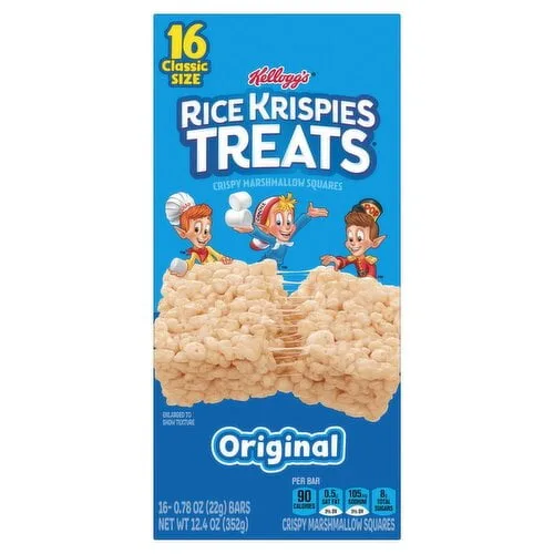 Rice Krispies Treats Crispy Marshmallow Squares | Kids Snacks | Snack Bars | Original | 12.4Oz Box (16 Bars) Packaging May Vary | Pack of 3