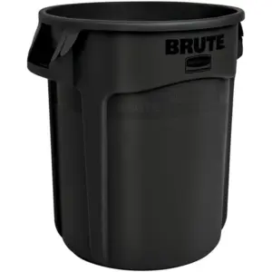 Rubbermaid Commercial Brute 55-gallon Container | 55 gal Capacity | Round | UV Resistant | Vented | Fade Resistant | Crack Resistant | Crush Resistant | Warp Resistant | Reinforced Base | Durable | Tear