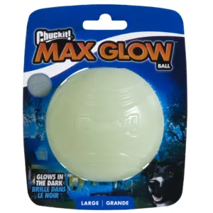 Chuckit! Max Glow Durable Rubber Fetch Ball Dog Toy | Large for Dogs 60-100 lb | Pack of 1 | White | L