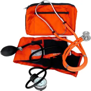 Dixie EMS Manual Blood Pressure Cuff Sphygmomanometer and Medical Stethoscope Kit | Orange