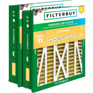Filterbuy 20x25x5 MERV 11 (MPR 1200) Allergen Defense | Pleated HVAC AC Furnace Air Filters for Honeywell Return Grille (2-Pack)
