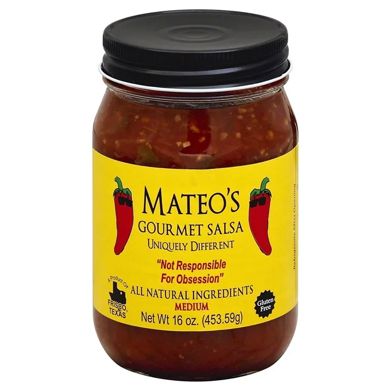 Mateo's Gourmet All Natural Salsa | Medium Heat | 16oz Glass Jar | Single