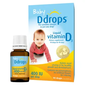 Ddrops Baby | Liquid Vitamin D3 | 400 IU | 0.08 fl Ounce (2.5 Milliliters) | 90 Drops