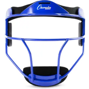 Champion Sports Steel Softball Face Mask | Classic Fielders Masks for Adults | Durable Head Guards | Premium Sports Accessories for Indoors & Outdoors | Blue | Adult
