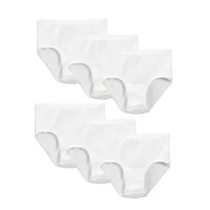 Fruit of the Loom Girls' Cotton White Brief Underwear | 6 Pack | Sizes 4-14 | 12