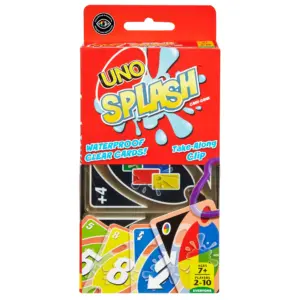 UNO Splash Card Game with Waterproof Cards and Portable Clip for Travel | Camping and Game Nights Away