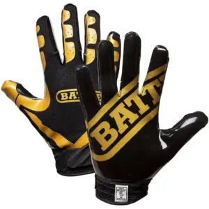 Battle Receivers Double Threat Football Gloves | Youth Medium | Gold/Black | M | Child