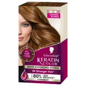 Schwarzkopf Keratin Color Permanent Hair Color Cream | 7.5 Caramel Blonde | 1 Application