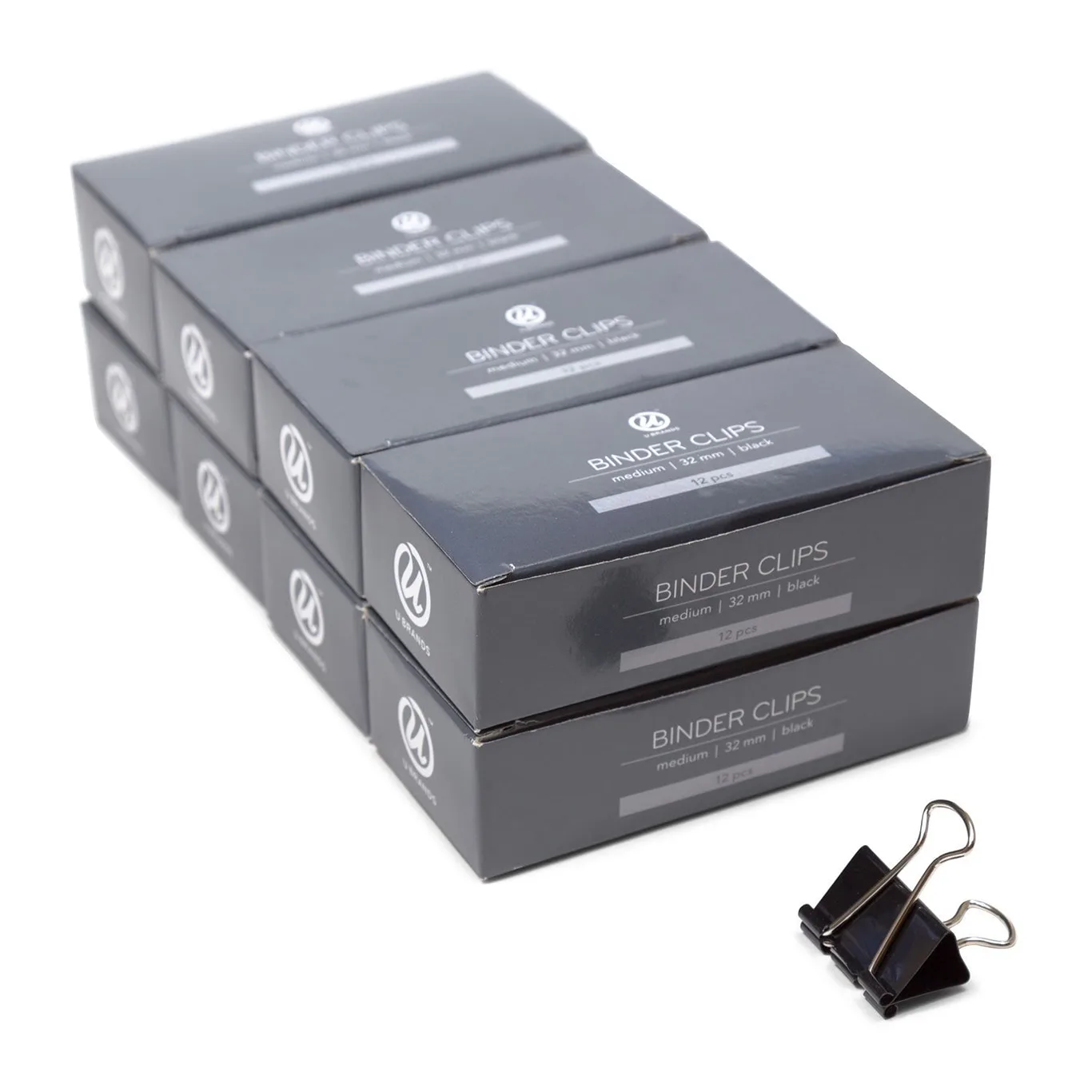 U Brands Binder Clips | Medium 1-1/4 Capacity | Black & Silver Steel | 96 Ct